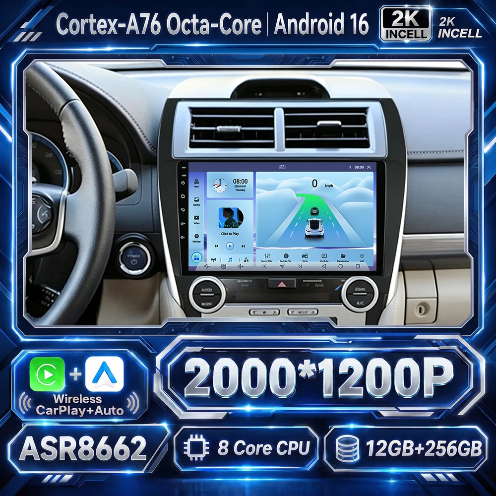 Android 16 Car For Toyota Camry 7 XV 50 55 2012 2013 2014-2015 2016 2017 GPS Multimedia Player Stereo Touch Screen CPU HDR WiFi