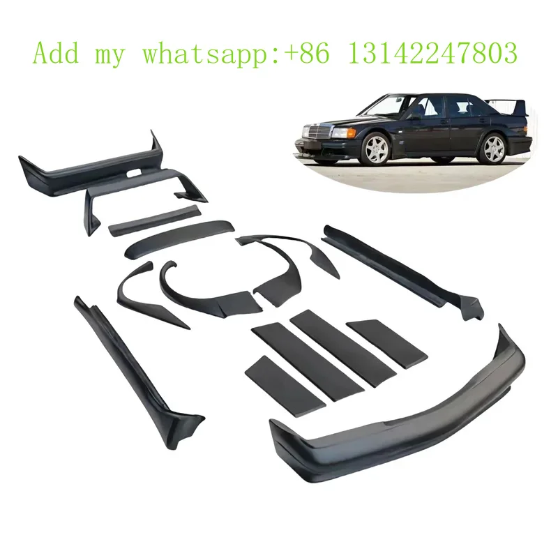 

for 1982-1993 c-class 190E W201 EVO body kit wide fender side diffuser front bumper rear bumper trunk flow plate