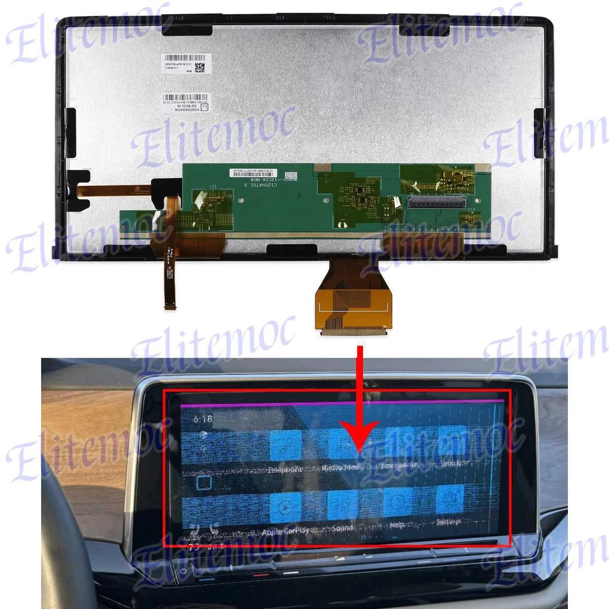 

LCD Display for 2024 2025 VOLKSWAGEN ATLAS CROSS Radio Navigation Screen Replacement 5H0919606B