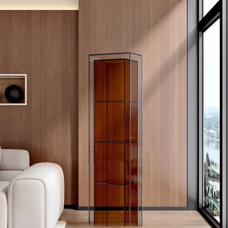 

Minimalist light luxury narrow shelf acrylic living room small storage display shelf designer multi-layer floor bookshelf