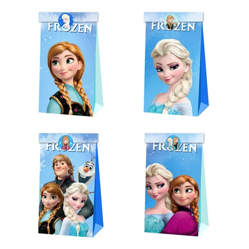 12/36Pcs Disney Frozen Paper Candy Bag Decoration Cartoon Anna Elsa Princess Boys Girls Happy Birthday Party Candy Box Supplies