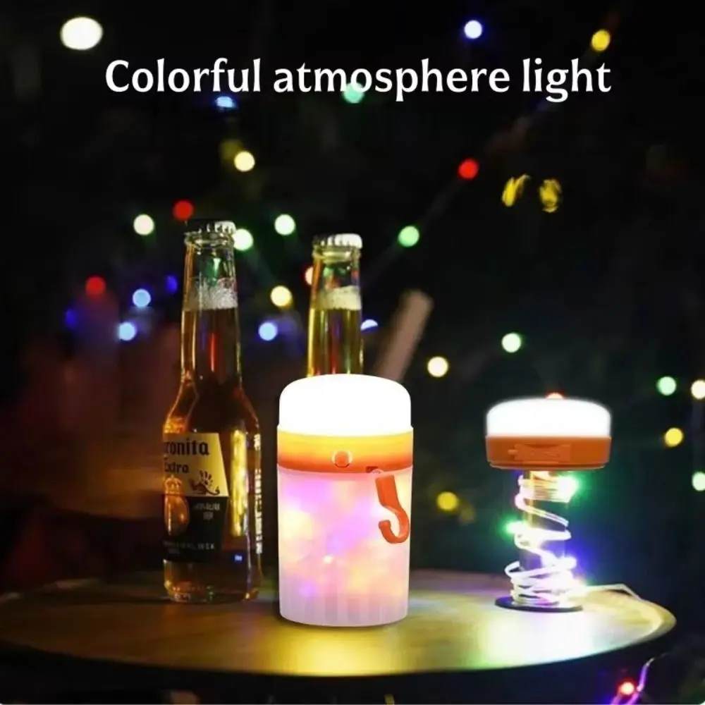 ไฟกลางคืน ไฟตั้งแคมป์หลากสีสัน ไฟสตริงกันน้ำแบบชาร์จไฟได้ RGB ความยาว 10 เมตร ไฟแคมป์ปิ้ง LED ตกแต่งวันหยุด