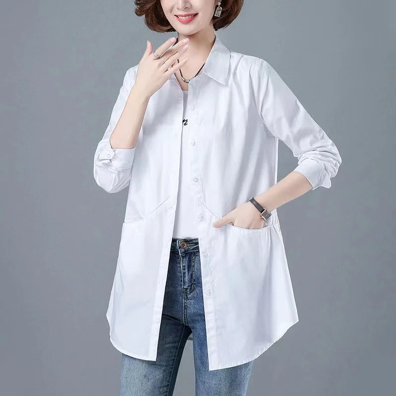 2024 Shirt Collar Windbreaker Women Mid-length Trench Coat New Spring Aummer Thin Coat Female Casual Spring Clothing