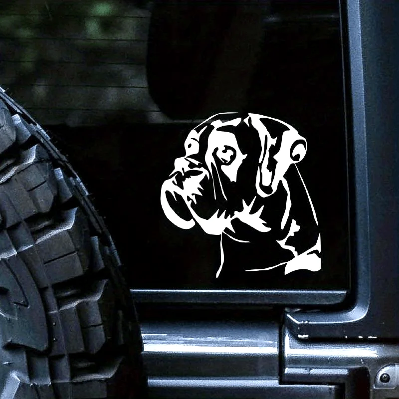 Disposable Cartoon Boxer Dog Head Vinyl Decal Stickers - Rectangular Rear Glass Surfaces, Laptops And Cars - Are Easy to Remove
