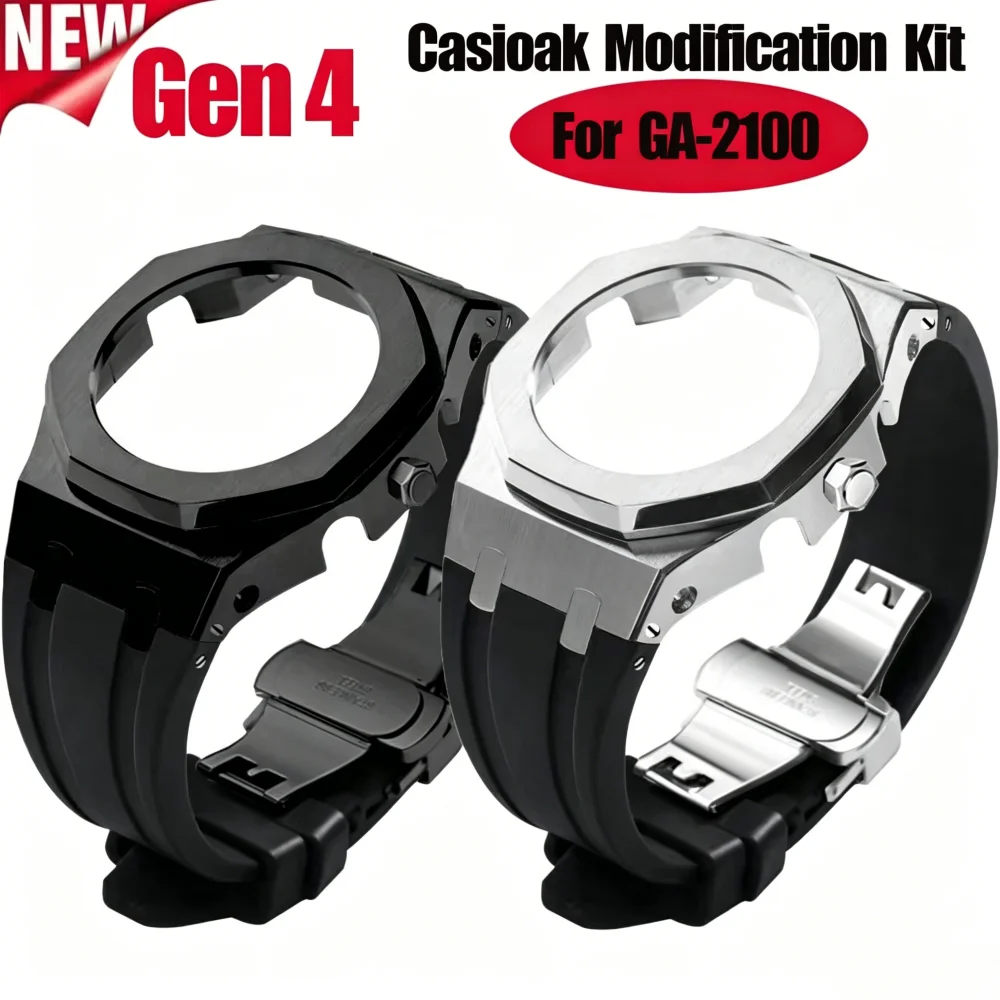 

Комплект для модификации Gen4 для Casioak GA-2100: металлический корпус 4-го поколения и резиновый ремешок для часов G-Shock, мод-комплект GA2100 GA2110