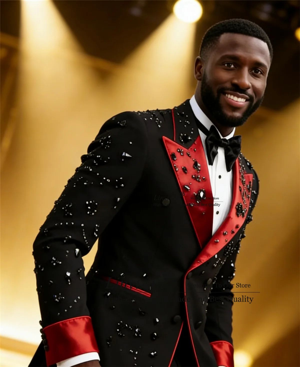 

Роскошный орнамент со стразами, мужские костюмы с остроконечными лацканами, костюм Homme, комплекты из 2 предметов, вечерние пиджаки для жениха, свадебные смокинги по индивидуальному заказу