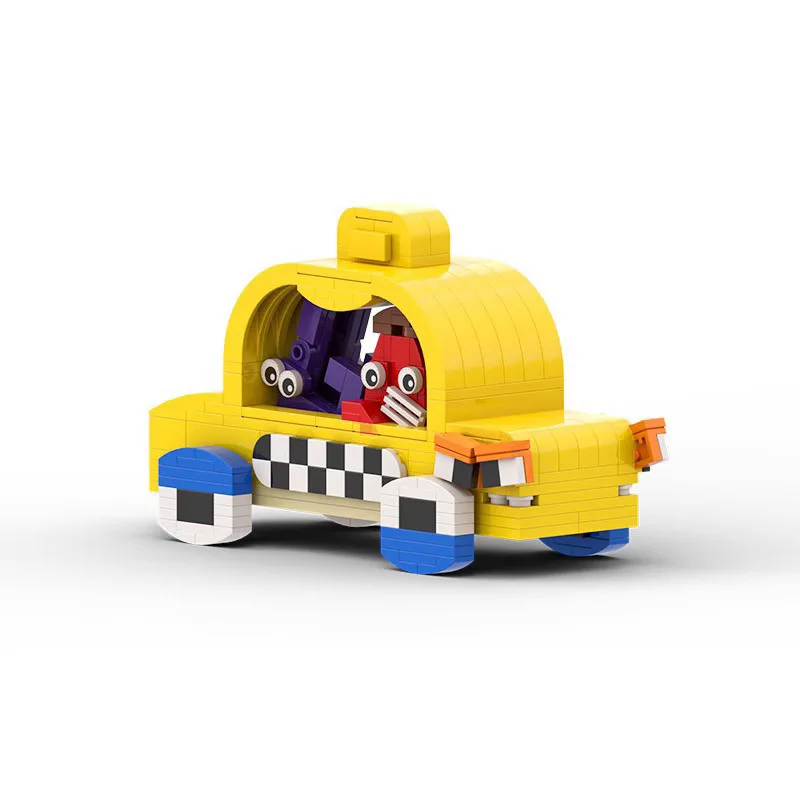 Novelty Alphabet Lore CAB Taxi Cartoon MOC Bricks Toy Set Taxi Car Model Hands‑on DIY Building Blocks Kit Interactive Play Gift