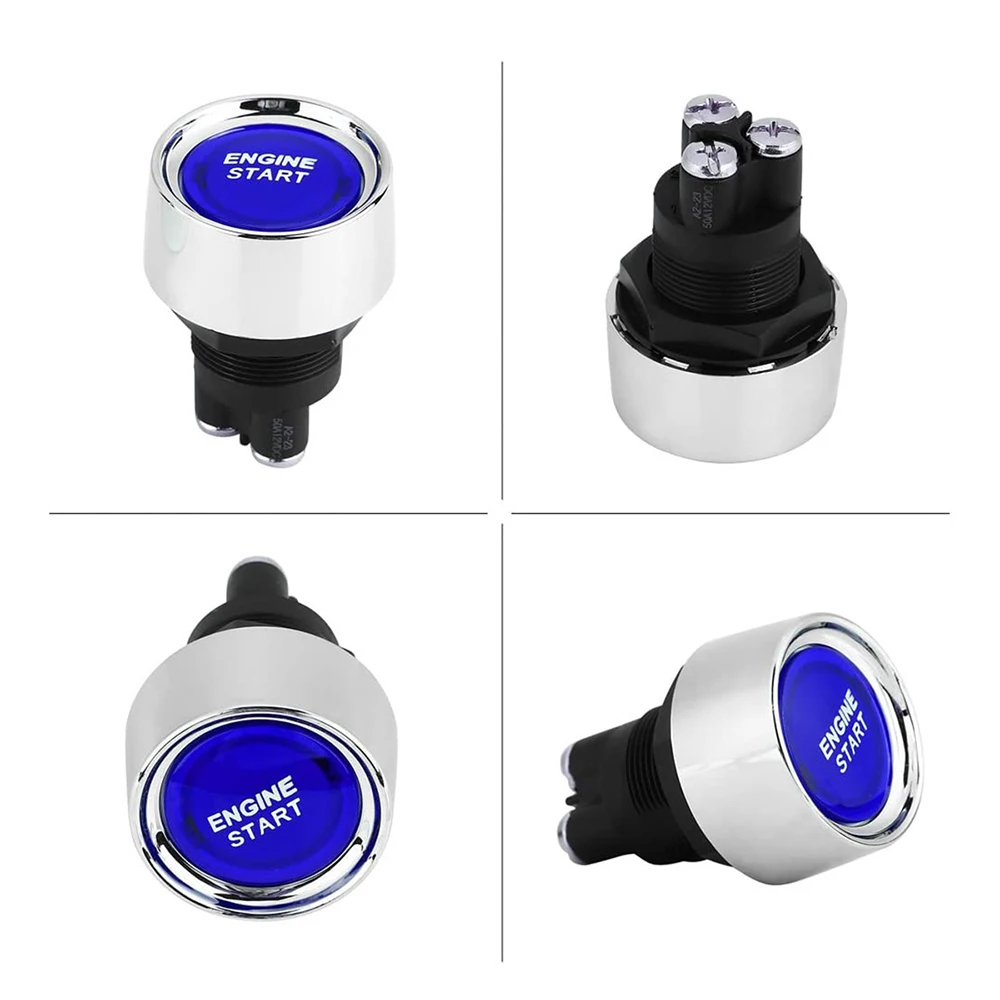 1PC Car Engine Start Ignition Switch 12V 50A 3 Pin SPST Momentary Keyless Push Button Starter Switches ON OFF For Cars Marine RV