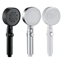 Handheld Shower Head Set Supercharged Third Gear Water Mode One Click Stop Button Wall Mounted for Bathroom