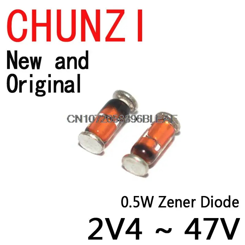 100PCS 0.5W Zener Diode DO-35 2V4 ~ 47V 1/2W LL34 ZMM BZV55C SMD BZV55C3V3 ZMM3V3 2V4 2V7 3V0 3V3 3V6 3V9 4V3 4V7 5V1 5V6 6V2