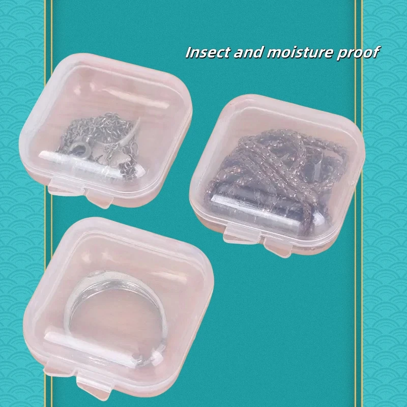 5PCS Cross Border Micro Transparent Plastic Small Box Jewelry Earplugs  Jewelry Mini Organizer Fish Hook Storage Box