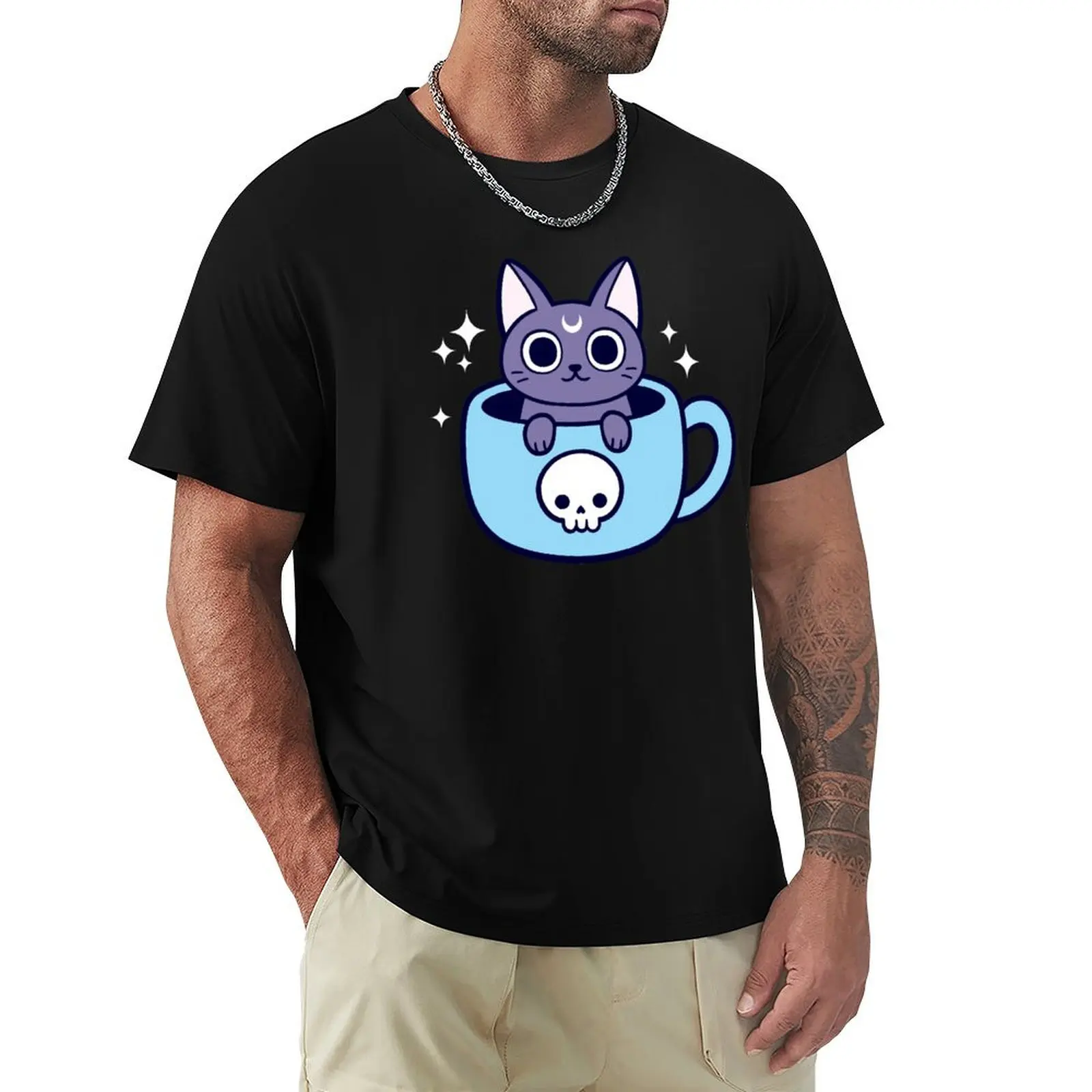 Black Magic Tea / Coffee Cat Nikury T-Shirt Moisture Wicking Quick Dry Tee
