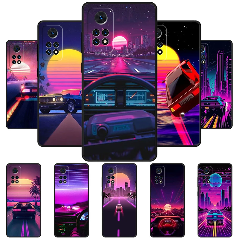 Driving Synthwave Neon 1980s Phone Case For Redmi Note 11 EPro 11S 10 10T 9S Promax 8 Pro Xiaomi Mi 10 11 12X 12S Ultra Cover