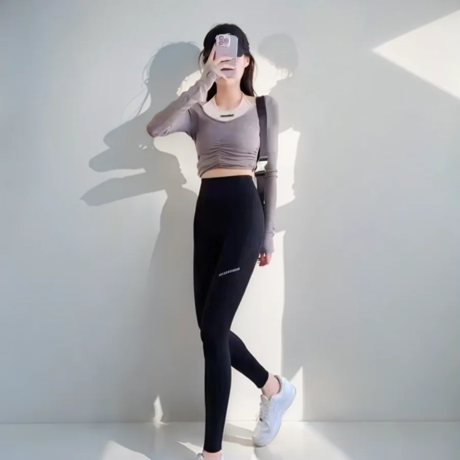 여성용 레깅스 형광 레트로 여성용 면 무릎 길이 레이스 바지 중간 길이 크롭 팬츠 구멍 뚫린 아이스 팬츠