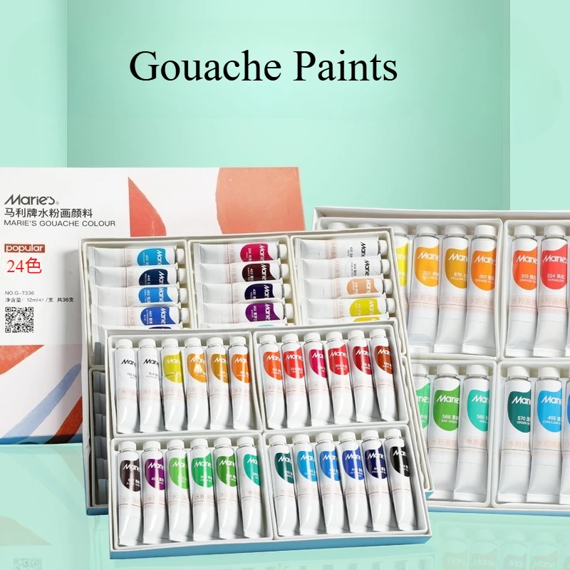 Vibrant Colors Gouache Painting Kit Professional Washable Painting Tool Excellent Coverage Canvas Decoration for Adults Students
