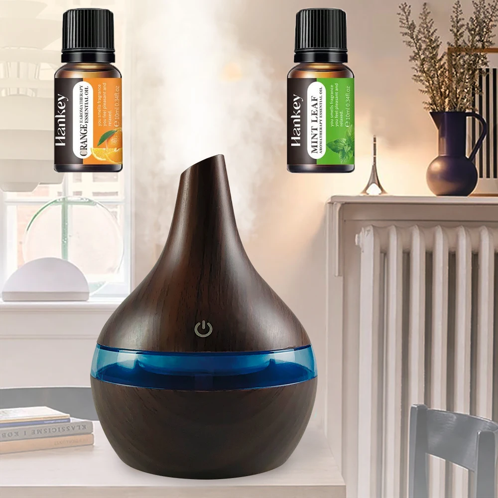 

New 2 in 1 Wood Grain Humidifier & Essential Oil Diffuser (300ml) USB Powered for Home & Office