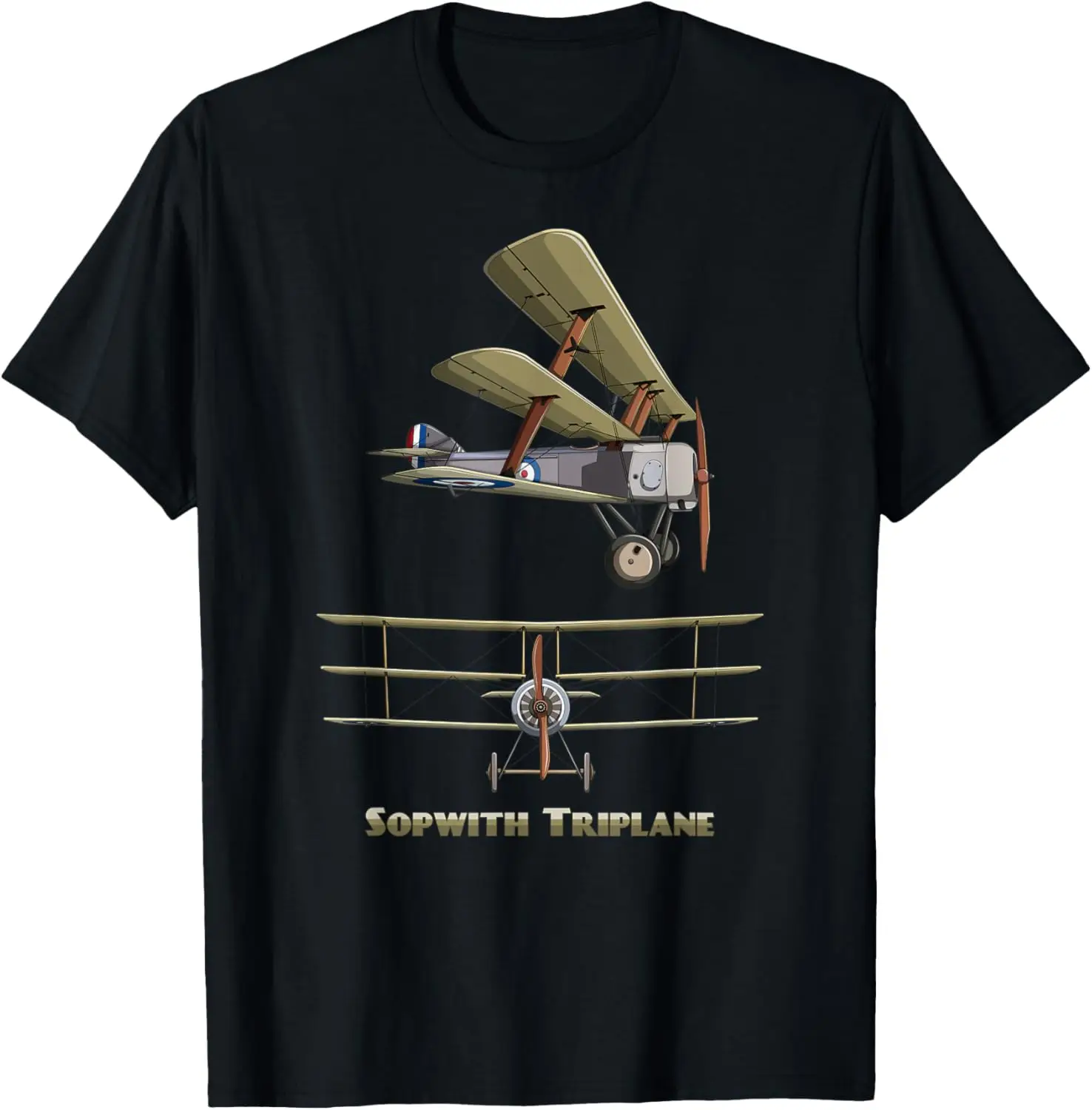 تي شيرت Sopwith Triplane British WW1 Fighter Plane Diagram بأكمام قصيرة كاجوال 100% قطن