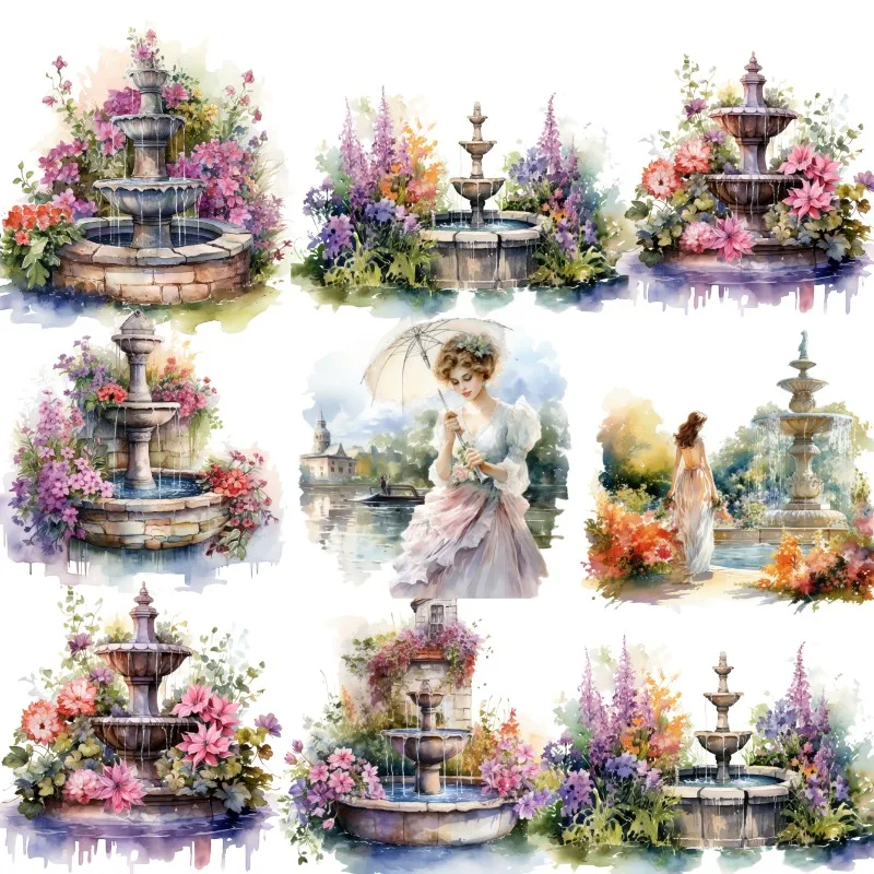 

16 шт. милые винтажные акварельные садовые палочки для бассейна для девочек для телефона, автомобильные этикетки, декоративные канцелярские принадлежности, скрапбукинг, сделай сам, дневник, альбом