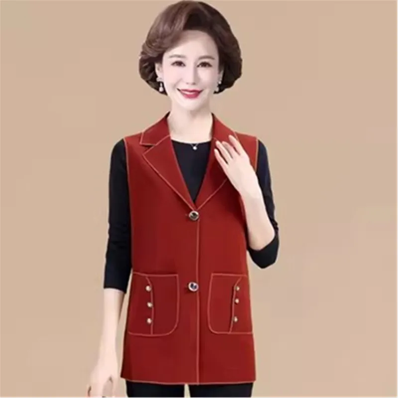 UHYTGF 2024 Spring Autumn Clothes Women's Vest Coat Fashion Single-breasted Jacket Vest For Women Large Size Exterior Vest 29