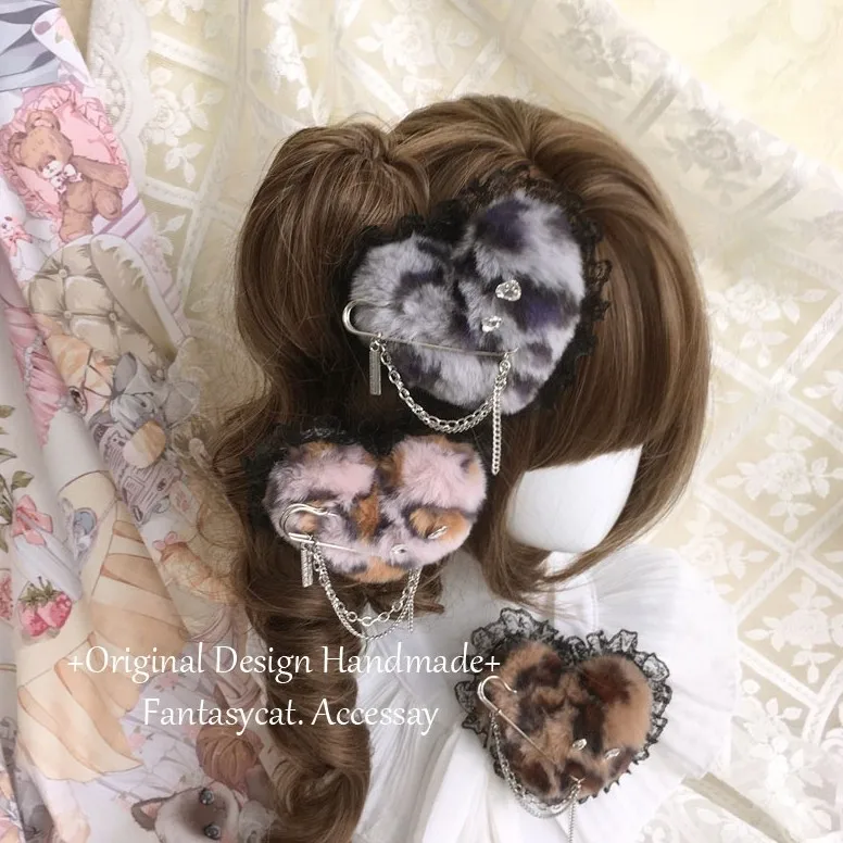 

Заколка для волос с леопардовым принтом в стиле японской и корейской субкультуры, плюшевая заколка-клипса Love Edge для женщин