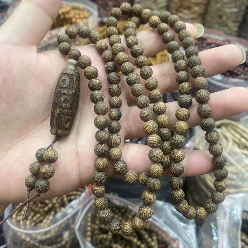 Natural Bai Qinan agarwood necklace Guanyin pendant beads for men and women 108 luxury retro bracelets