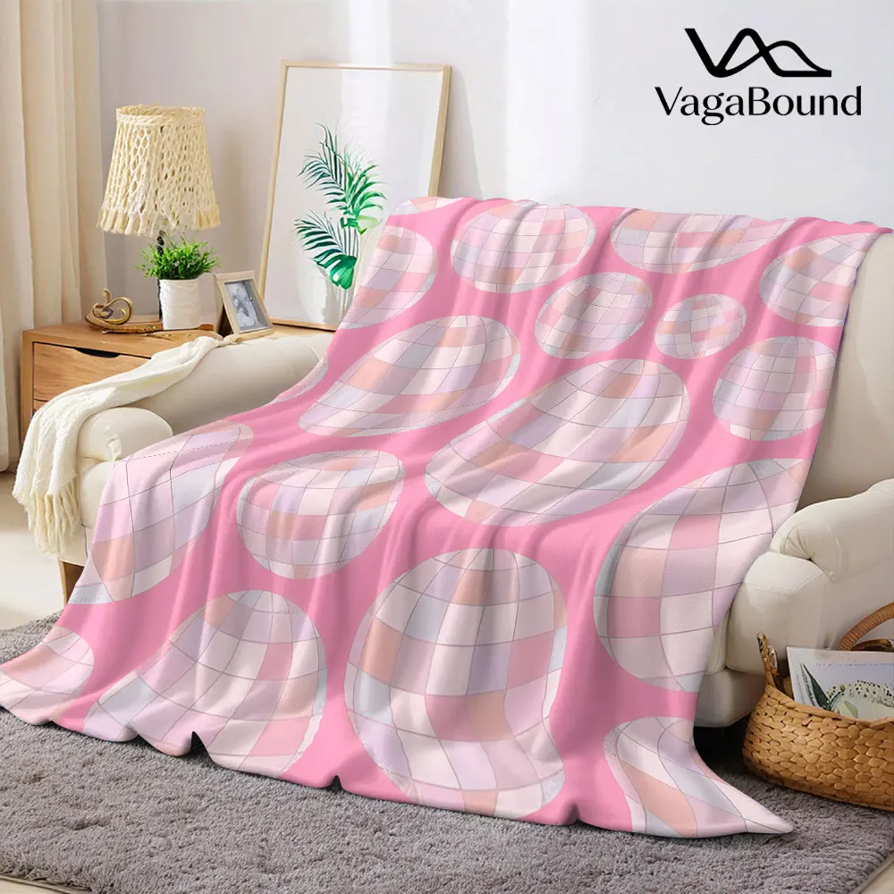 Pink Disco Flannel Blanket Warm Soft Halloween Christmas Decorative Couch Warm Cozy All-Season Gift