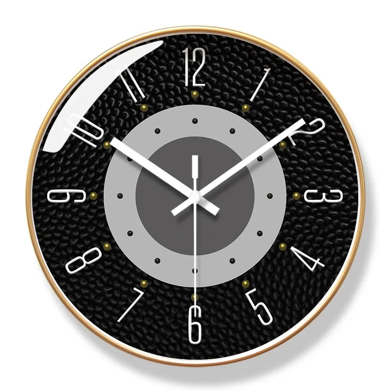 2026 New 10/12/14-inch Cowhide Texture Printed Wall Clock Living Room Home Decoration Bedroom Silent Fashion Simple Quartz Clock