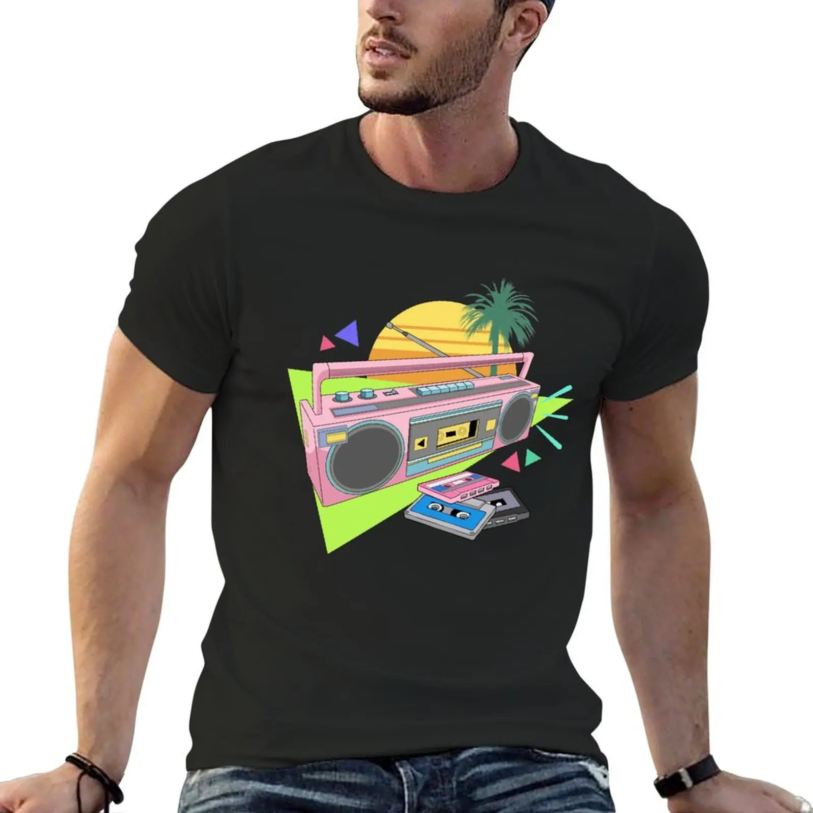 

90's Retro Boom Box T-Shirt quick-drying custom t shirt animal prinfor boys heavyweights t shirts for men graphic