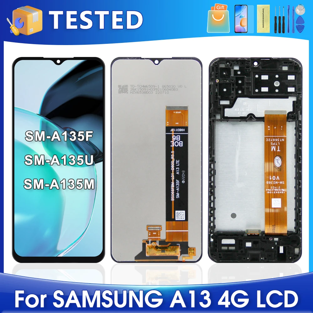 

6,6 ''A13 4G для Samsung A135F A135M A135U A135U1 A135N ЖК-дисплей с дигитайзером сенсорного экрана в сборе Замена