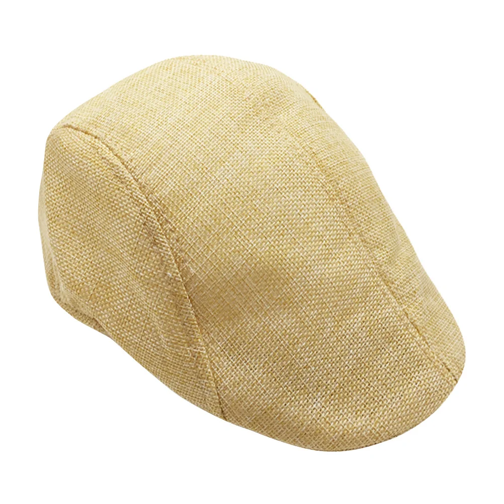 

Cream Coloured Mens Womens Flax Beret Hat Stylish Newsboy Driving Cap Lightweight Cozy British Style Peaked Fashion Gift