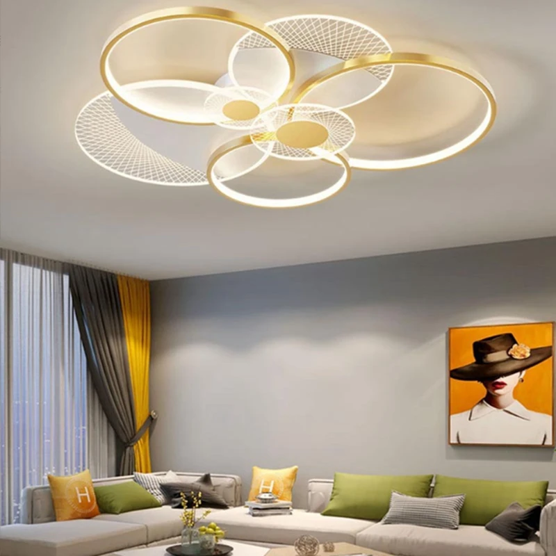 Light Luxury For Living Room Ceiling Lamp Modern Intelligent LED Bedroom Restaurant Indoor Decorate Luminaires Study Chandelier