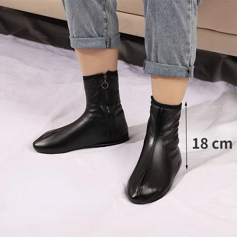 Man Black Unisex Thermal Socks Leather Elastic Mini Shorts Winter PU Carpet Shoes Long Heating Fleece Velvet  Anti-Slip Woman