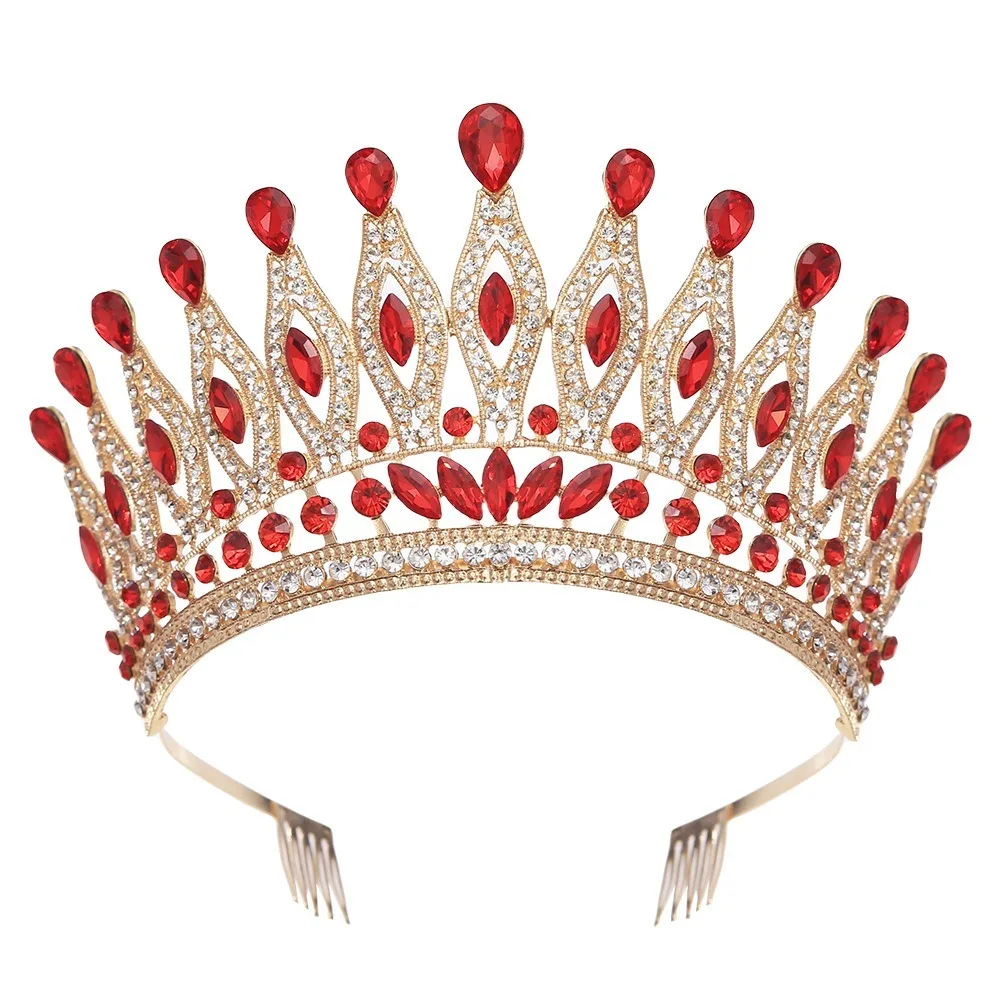 

Luxury Baroque Queen Crystal Crowns With Comb Rhinestone Bride Headdress Tiaras Crystal Princess Crown