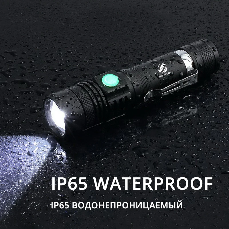 Linterna LED ultrabrillante con XP-L V6, lámpara LED ultrabrillante de XP-L V6, con cuentas, a prueba de agua con zoom, 4 modos de iluminación, carga USB multifunción