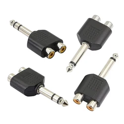 2PCS 6.35mm TRS Stereo Jack 2RCA Female Audio Adapter 6.5 TS Mono 1/4 Inch Male To TWO RCA Splitter for Mixer Amplifier Speaker