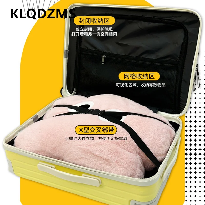 KLQDZMS Cabin Suitcase Front Opening Laptop Boarding Case USB Charging Trolley Case 20