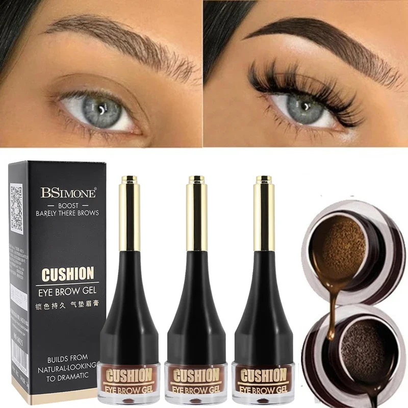 4 Colors Brown Black Eyebrow Cream Enhancers Waterproof Long-lasting Air-cushion Dye Brows Gel Tinted Makeup Liquid Eyebrows