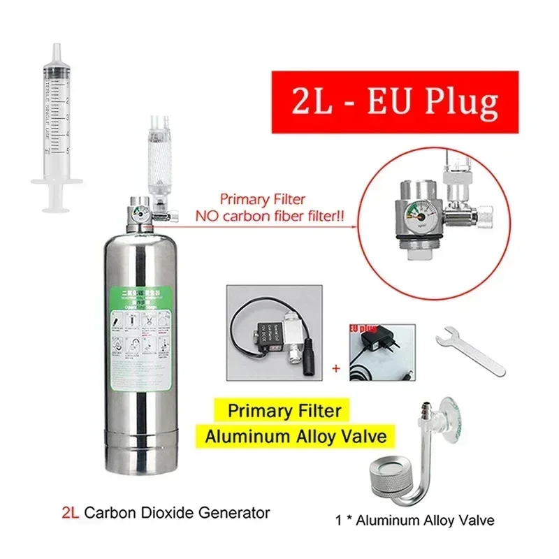Dreamburgh 2L Aquarium DIY CO2 Generator System Kit Edelstahl CO2 Zylinder Generator System Kohlendioxid Reaktor Kit für Pflanzenfische 3