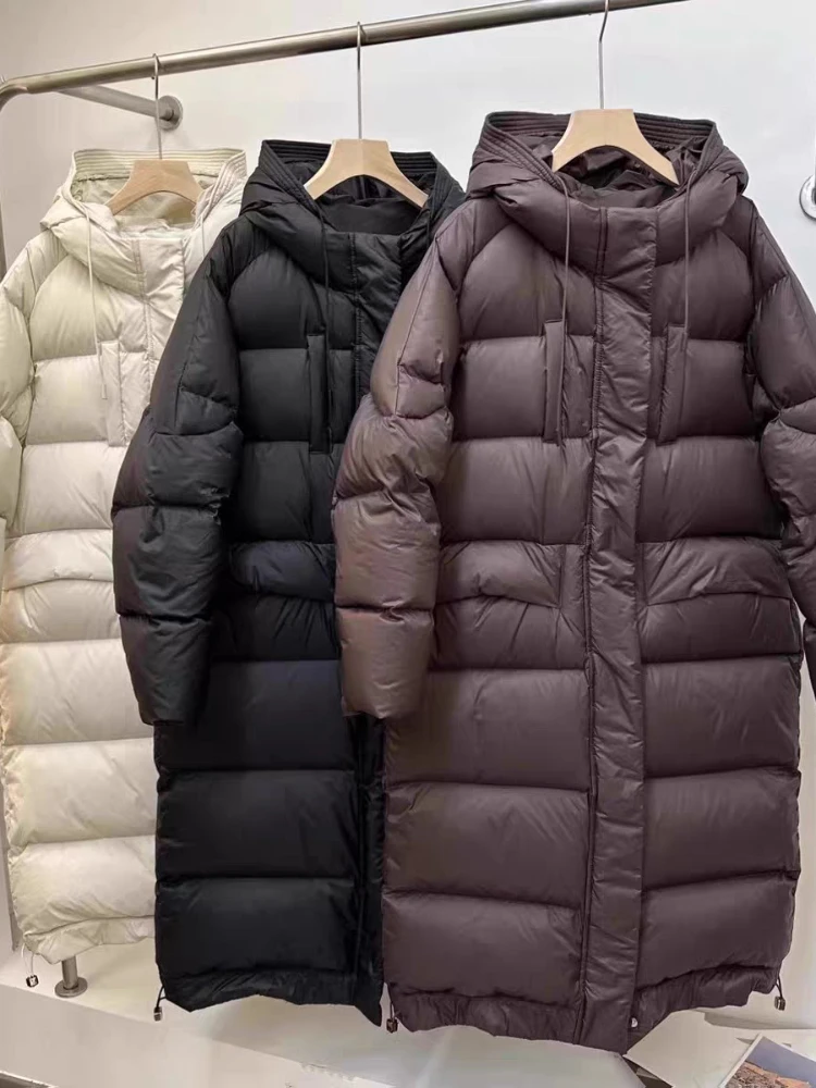 

2025 New Winter Women 90% White Duck Down Jacket Casual Loose Oversized Thicken Warm Parkas Female Hooded Puffer Coat Outwear