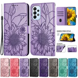 A52s 5G SM-A528B Case on For Samsung Galaxy A52S A 52 A72 A12 A32 A22 5G Case Sunflower Pattern Flip Wallet Book Cover Coque