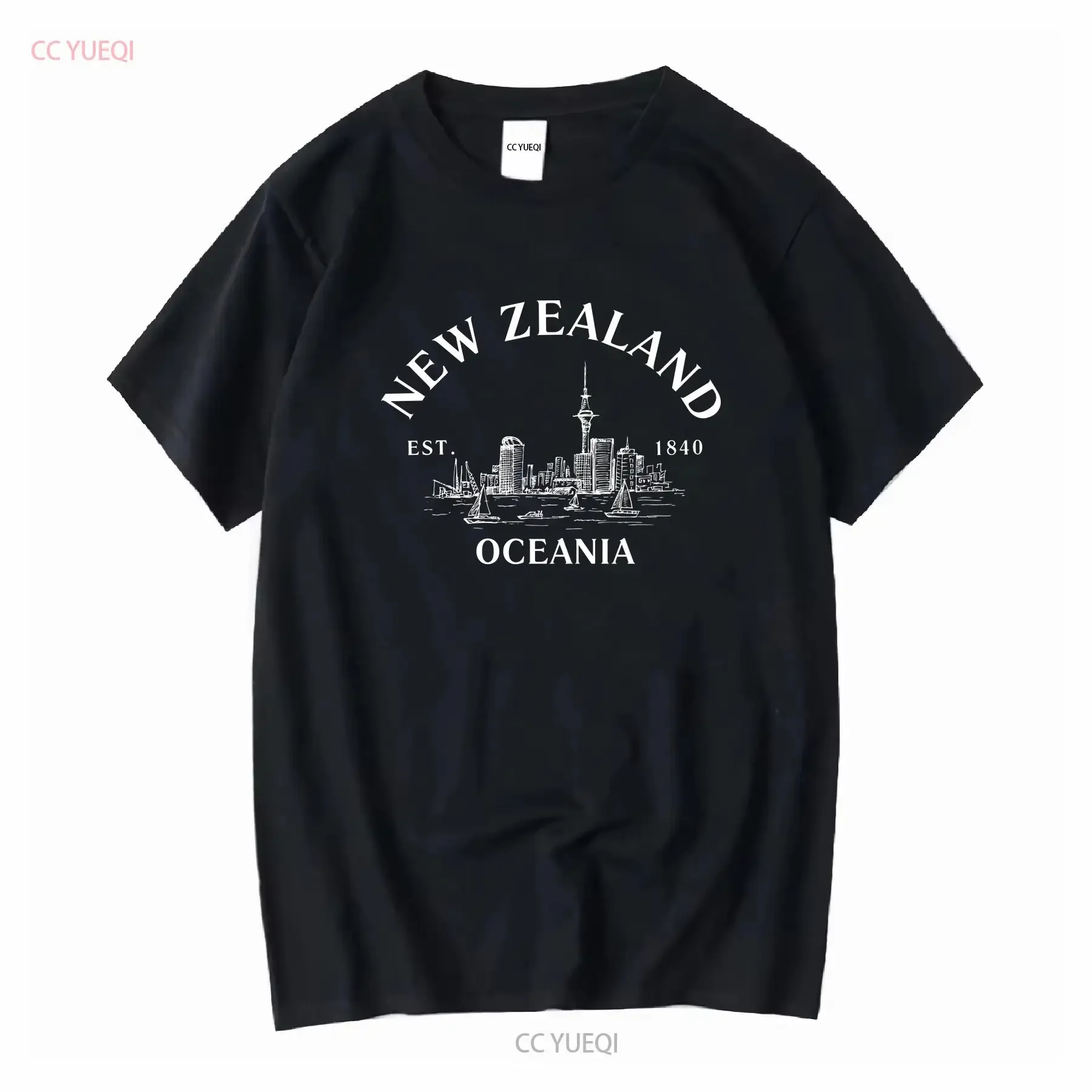 Camiseta de Nueva Zelanda Auckland Oceania, suave y cómoda, cuello redondo, manga larga o corta, vintage lavado para hombre