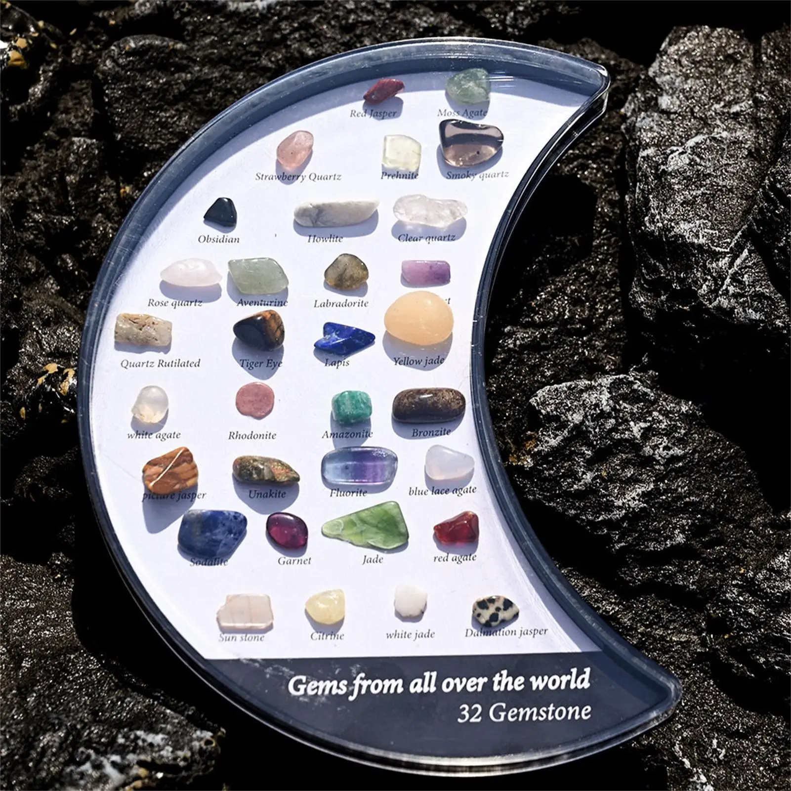 Colección de cristales naturales, caja de muestras para coleccionar gemas, experimentos científicos, actividades STEM para niños, 32 Uds.