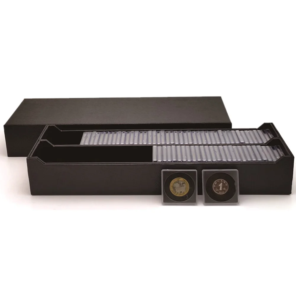 Rectangle Coins Black Storage Box With Adjustment Pad Adjustable Antioxidative Commemorative Coin Collection Case Organization