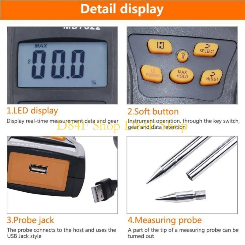 

D84F MD7822 LCD Display Digital Grain Moisture Meter Humidity Tester Contains Wheat