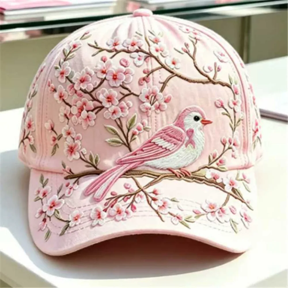 Breathable Garden Morning Cap Adjustable Soft Cotton Sports Sun Hat Hummingbird Flowers Animal Floral Pattern Baseball Cap