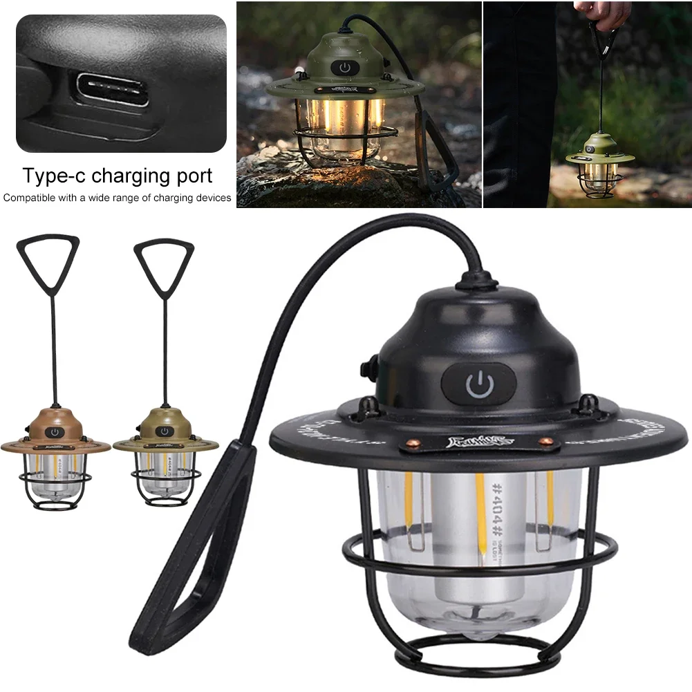 Camping Lantern Hanging Tent Light Type C Charging Dimmable Camping Light 4 Light Modes IPX4 Waterproof  Fishing Camping