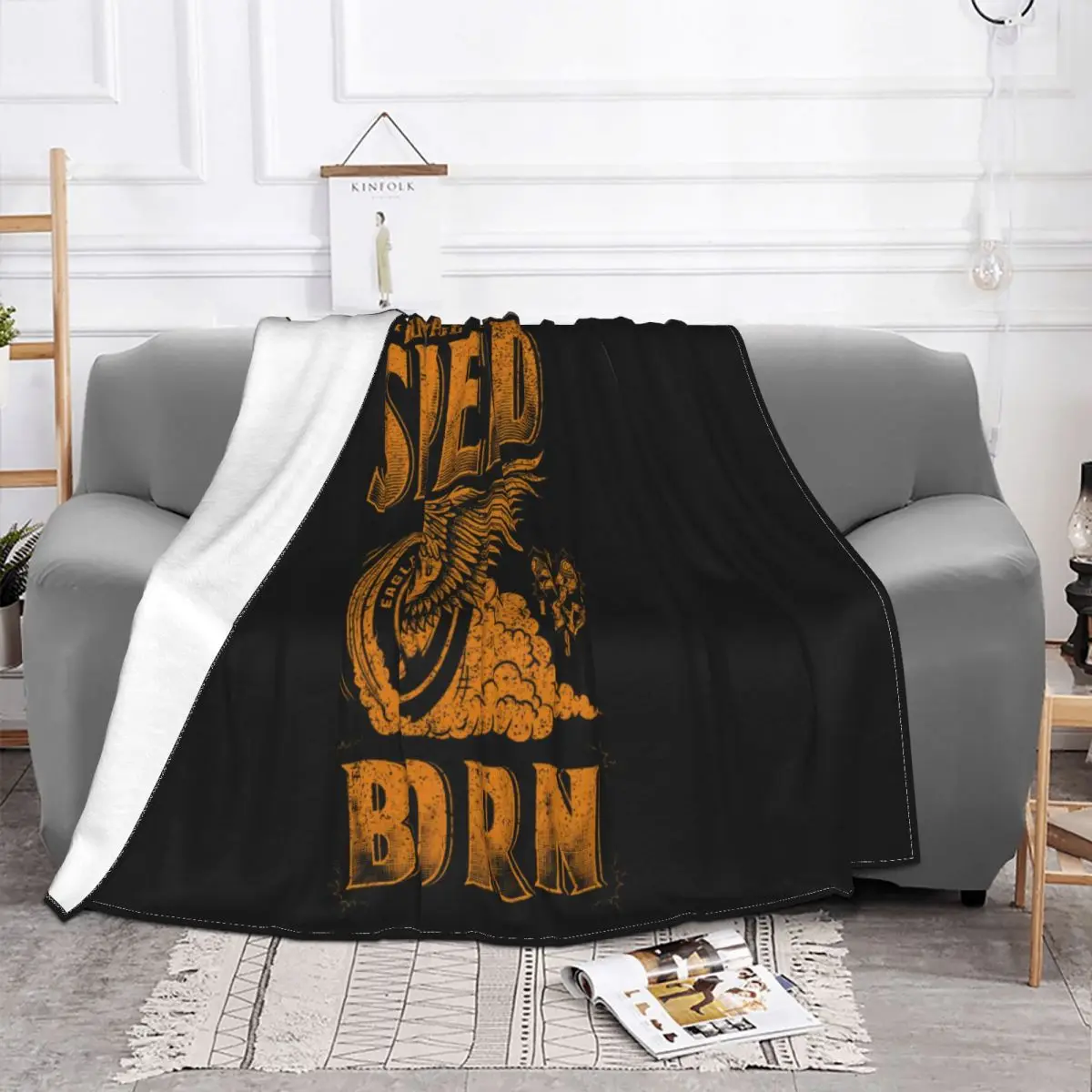 Speed Born Mens Fun Biker Mc Rocker Papayana Motorcycle Club Designing Print Music Splicing Cartoon Throw Blanket