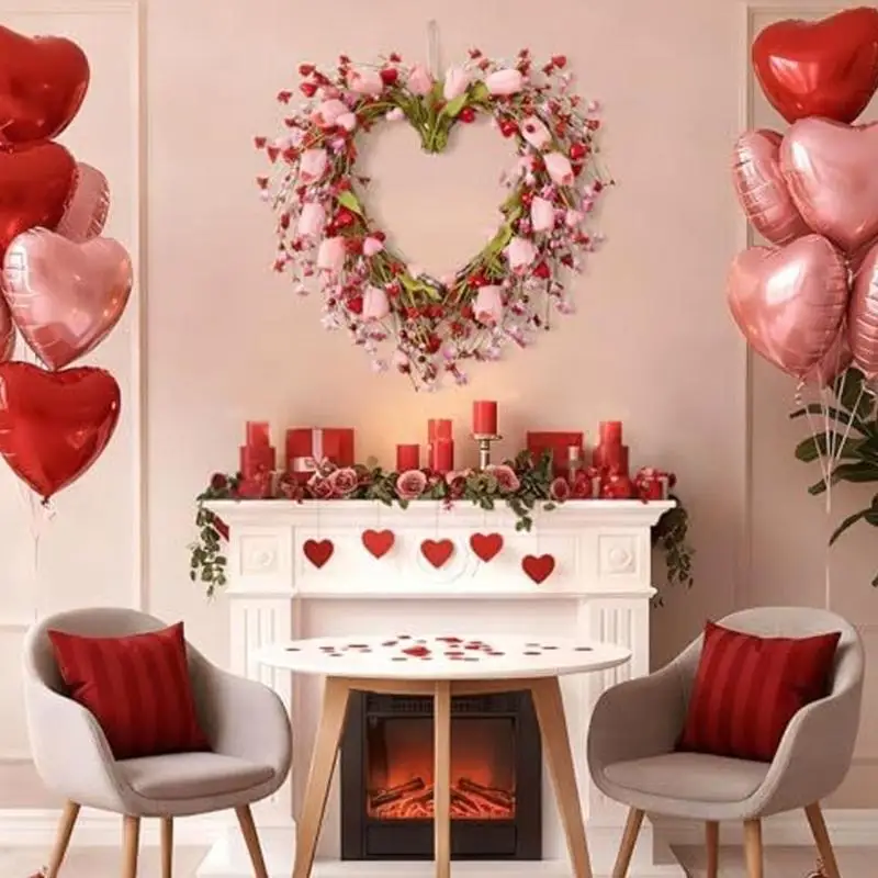 

Венок на День Святого Валентина для сезонного домашнего праздника, гирлянда из искусственных тюльпанов для вечеринок и свадеб