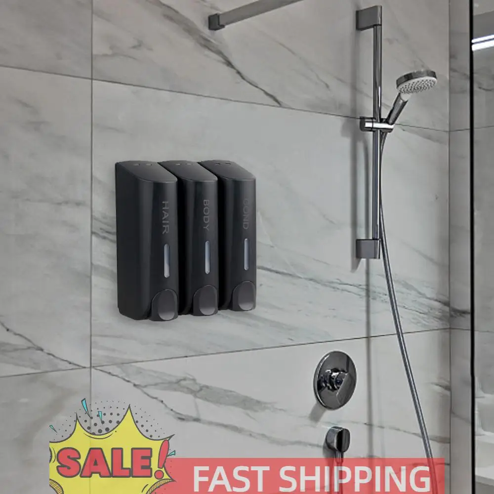 

Triple 350ml Shower Bath Shampoo Dispenser Heat-Resistant Wall-Mount Washing Lotion Soap Container for Bathroom Accessories