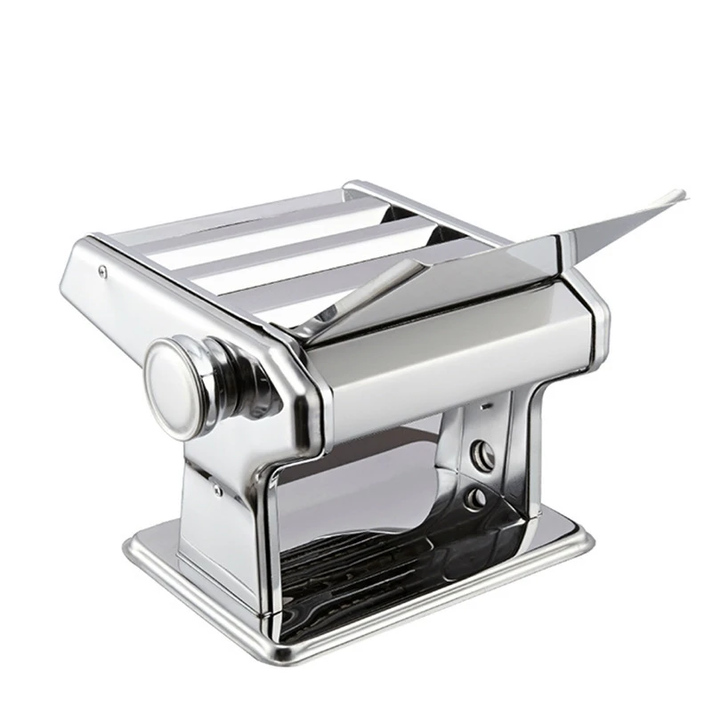 Commercial Full Stainless Steel Manual Pasta Maker, Hand Crank Dough Roller Machine for Noodles, Dumpling Wrappers, Lasagna